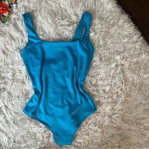 Blue Square Neck Bodysuit